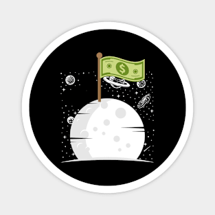 Space Money – Dollar Sign On A Moon Surface Space Lover Magnet